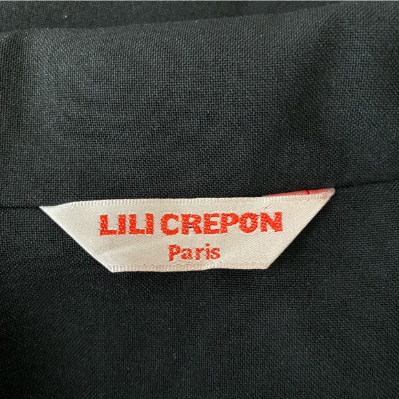 Vintage Lili Crepon Paris Size S Black Long Sleeve Collared Zip Up Jacket - Picture 7 of 8